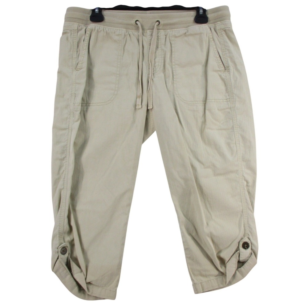 Sonoma Goods for Life Khaki Capri Pants Womens 8 Elastic Waist Utility Crop Tan